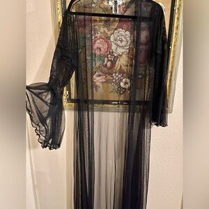 Sheer Black Lace Kimono
